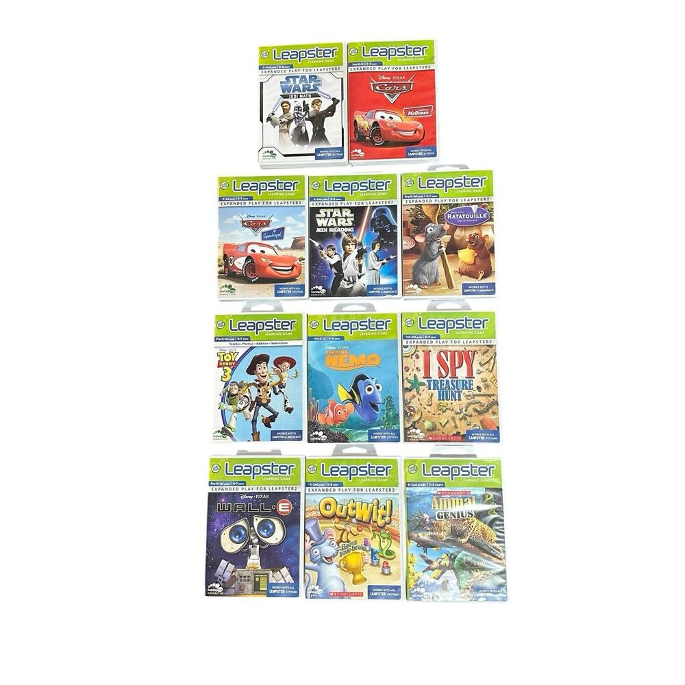 Leapfrog Leapster Lot 11 Assorted Learning Games Star Wars Nemo I Spy Toy‎ Story